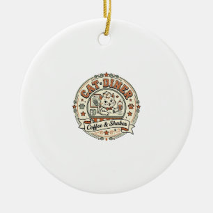 Cat Diner Cat Diner Retro Restaurant Cat Vintage V Ceramic Ornament