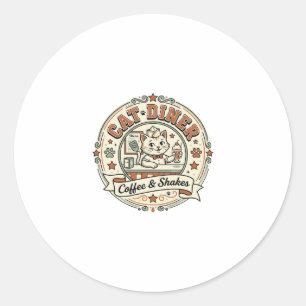 Cat Diner Cat Diner Retro Restaurant Cat Vintage V Classic Round Sticker