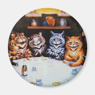Cat Dinner Party Louis Wain Artwork Magnet