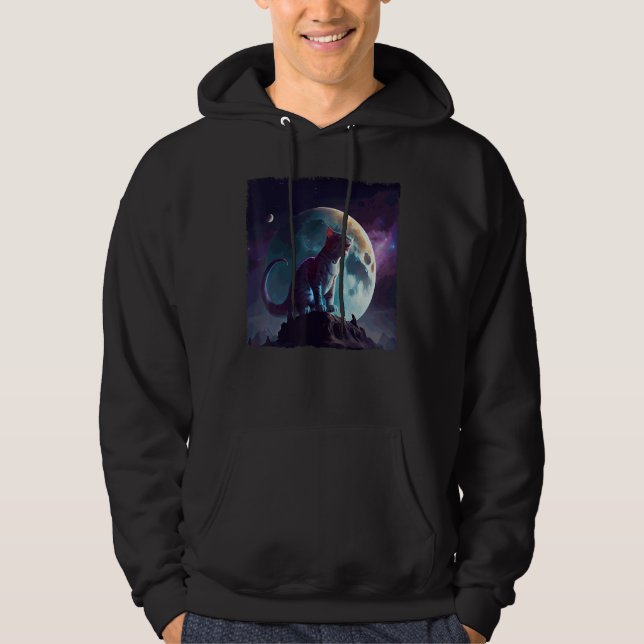Cat Dinosaur Moon Hoodie (Front)