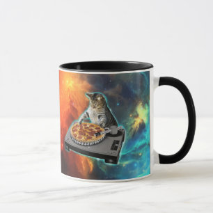 Cat dj disc jockey's sound table mug