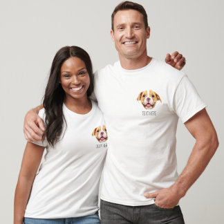 Cat Dog Baby Kids Face Photo Pocket Funny T-Shirt