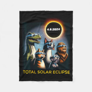 Cat Dog Bigfoot Eclipse Gles Total Solar Eclipse 2 Fleece Blanket