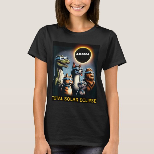 Cat Dog Bigfoot Eclipse Gles Total Solar Eclipse T-Shirt (Front)