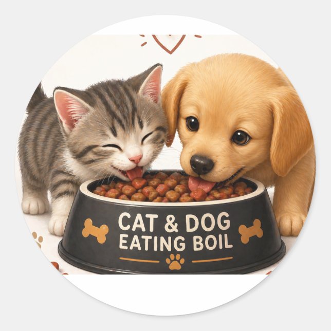 cat dog classic round sticker (Front)