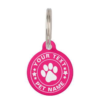 cat dog Custom Name text princess Pink Pet tag