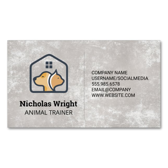 Cat Dog Home | Animals Shelter Services Magnetic Business Card (Front)