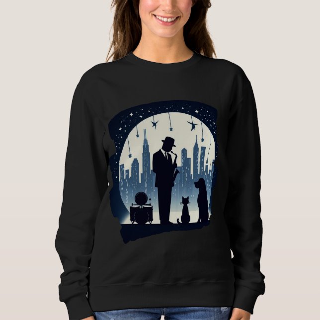 Cat, dog, Jazz  Sweatshirt (Front)