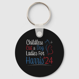Cat Dog Lady Ladies Shirt For Kamala Harris 2024  Keychain