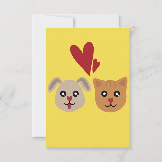 Cat Dog Lovers Greeting Card (Front)