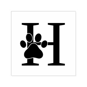 Cat Dog Paw Print Over Single Bold Initial Self-inking Stamp