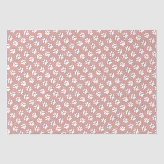 Cat Dog Paw Prints Snow Pink Birthday Christmas Tissue Paper (Front)