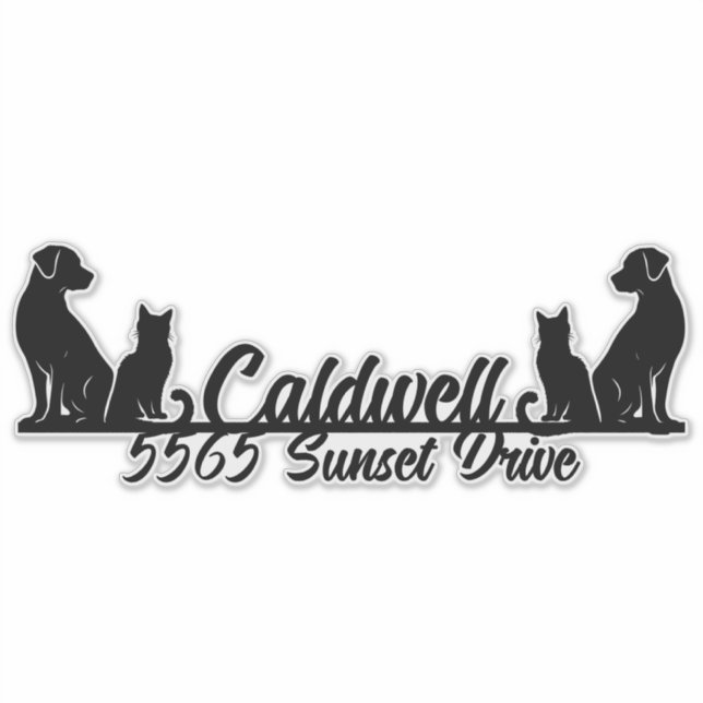 Cat & Dog Personalized Mailbox  (Front)