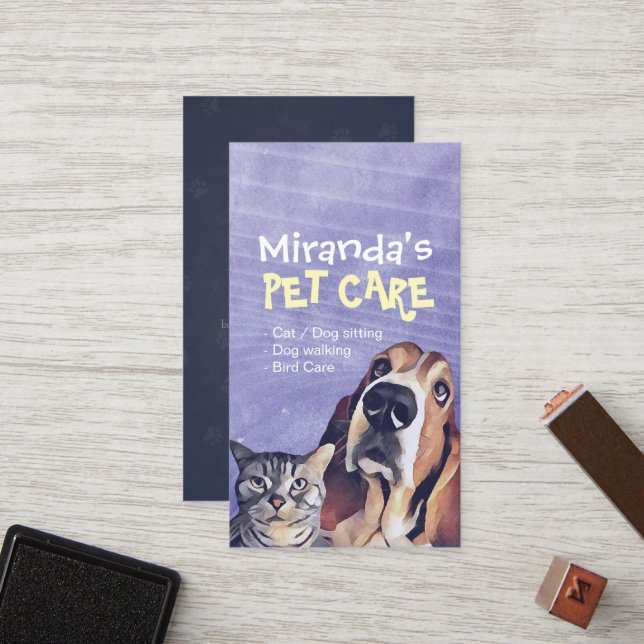 Cat Dog Pet Care Grooming Sitting Punch Loyalty Card (Front/Back In Situ)