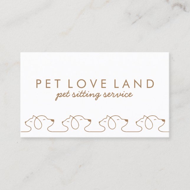 Cat Dog Pet Logo Modern Business Card (Front)
