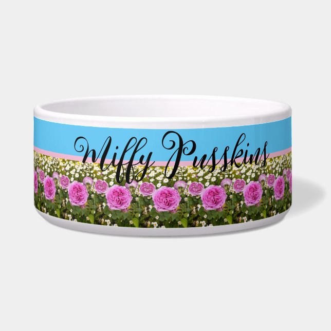 Cat Dog Shabby Floral Pink Rose Pet Name  (Front)