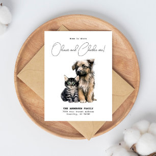 Cat Dog Watercolor Pet We Have Moved Announcement Postcard