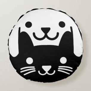 Cat Dog Yin Yang Pet Round Pillow
