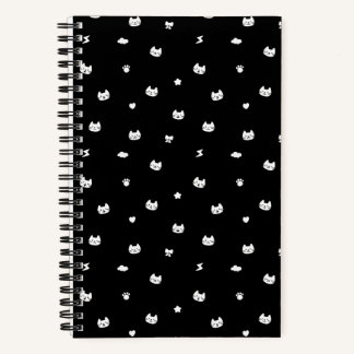 Cat Doodle Black Notebook