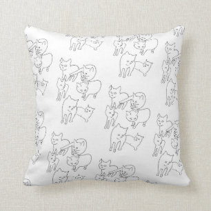 Cat Doodles Throw Pillow