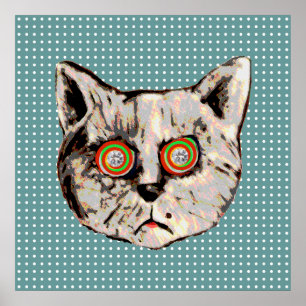 cat , dots and eyes of diamonds poster