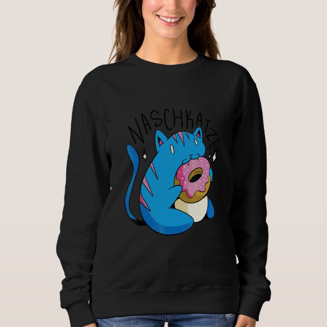 Cat Doughnut Cool Retro Fun Weird Bizarre Art Sweatshirt (Front)