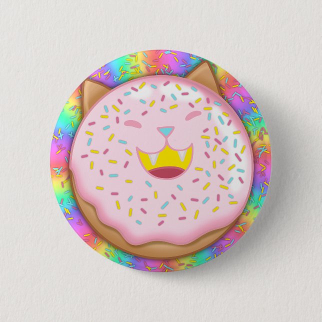 Cat-Doughnut: Frosted With Background Pin (Front)