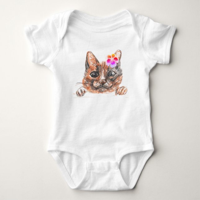 Cat Drawing Jersey Bodysuit (Front)