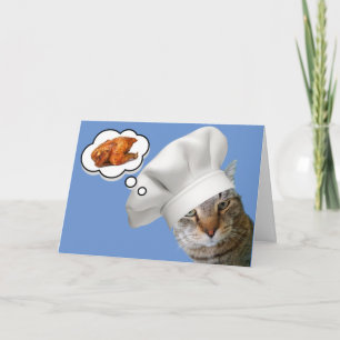 Cat Dreaming Of Chicken Get Well Card