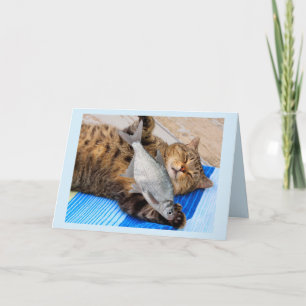 Cat Dreaming Of Fish Birthday Card