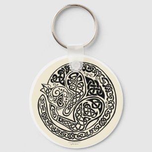 Cat Dreams Celtic Black Ivory Keychain