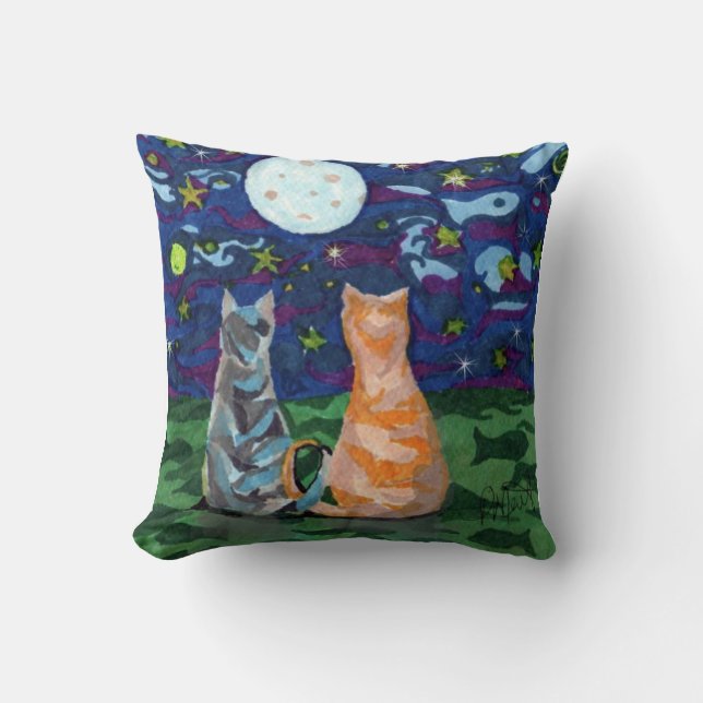 Cat Dreams Reversable Art Throw Pillow (Front)