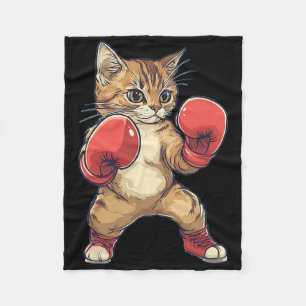 Cat Dressed As A Boxer Funny Boxing Men Women Kids Fleece Blanket