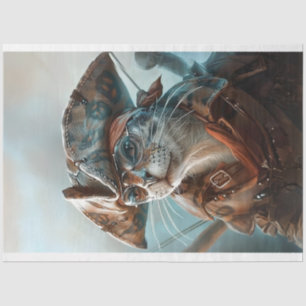 Cat Dressed as Pirate Decoupage Tissue Paper