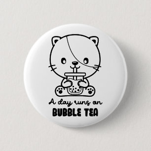 Cat Drink Bubble Tea, Boba Tea Clipart 2 Inch Round Button