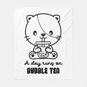 Cat Drink Bubble Tea, Boba Tea Clipart Fleece Blanket