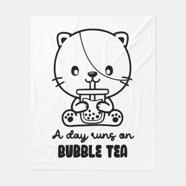Cat Drink Bubble Tea, Boba Tea Clipart Fleece Blanket (Front)
