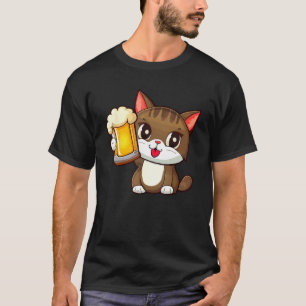 Cat Drinking Beer Camping  Beer Drinking  Dad Mom T-Shirt