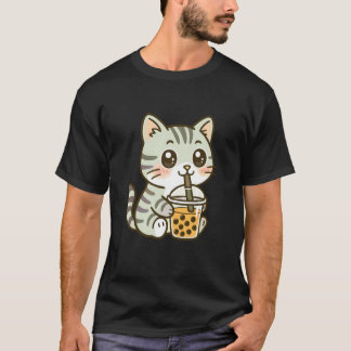 Cat Drinking Boba Tea - Cat Lover Kitten Owner Kit T-Shirt