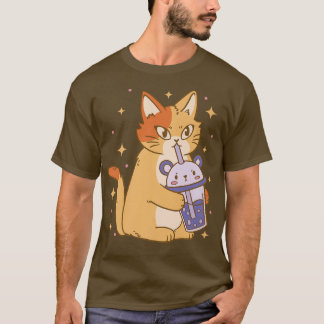 Cat Drinking Bubble Tea Drink Cute Premium  T-Shirt
