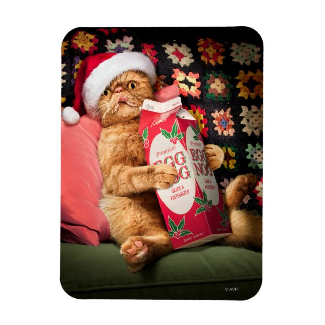 Cat Drinking Egg Nog Magnet (Vertical)
