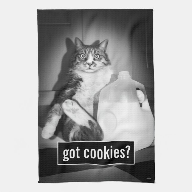 Cat Drinking Milk From Jug Kitchen Towel (Vertical)