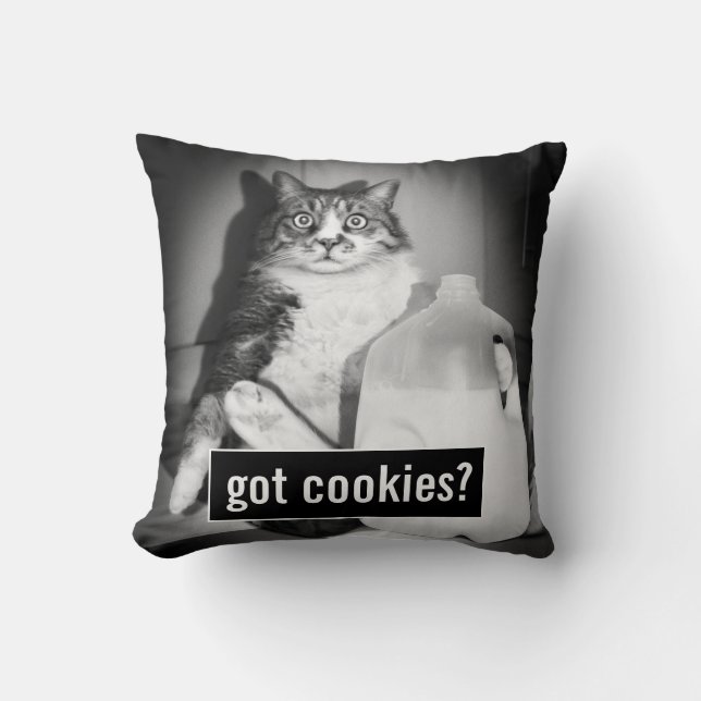 Cat Drinking Milk From Jug Throw Pillow (Front)