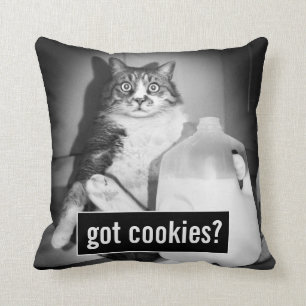 Cat Drinking Milk From Jug Throw Pillow