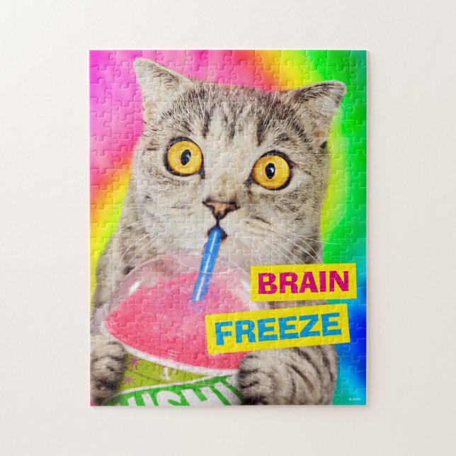 Cat Drinking Slushie Jigsaw Puzzle (Vertical)