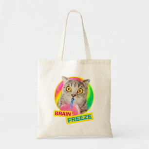 Cat Drinking Slushie Tote Bag