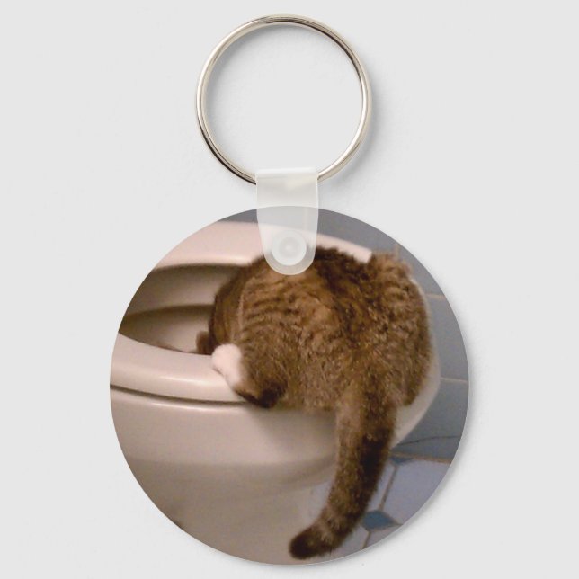 Cat Drinks Like a Dog KeyChain (Front)