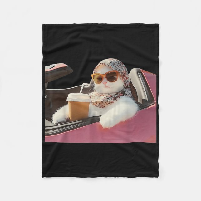 Cat Driving Meme Rage Is Consuming Me Silly Humour Fleece Blanket (Front)