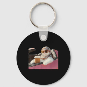 Cat Driving Meme Rage Is Consuming Me Silly Humour Keychain