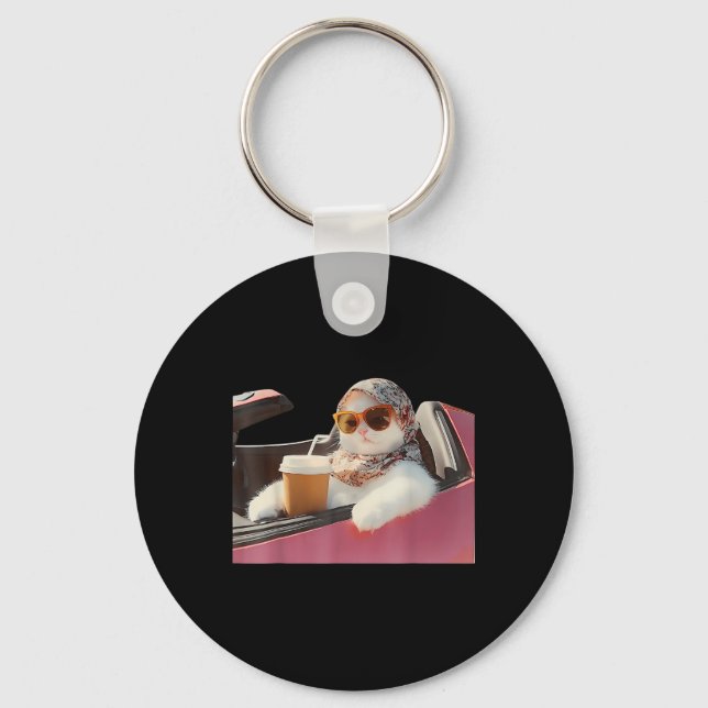 Cat Driving Meme Rage Is Consuming Me Silly Humour Keychain (Front)